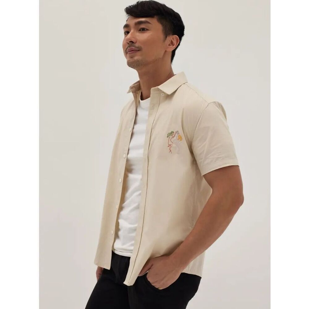 NWT Love Bonito Scout Unisex Embroidered Mandarin Collar Shirt Humble Abode XS - Picture 5 of 11